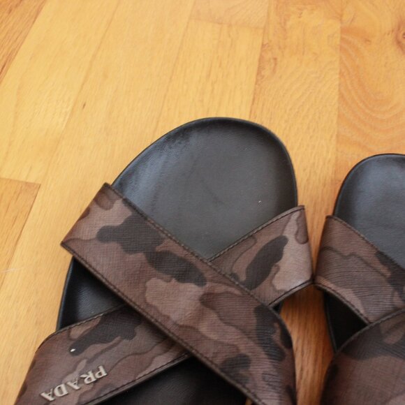 Prada Men's Criss Cross Camo Print Sandals Size 8 - Picture 5 of 11